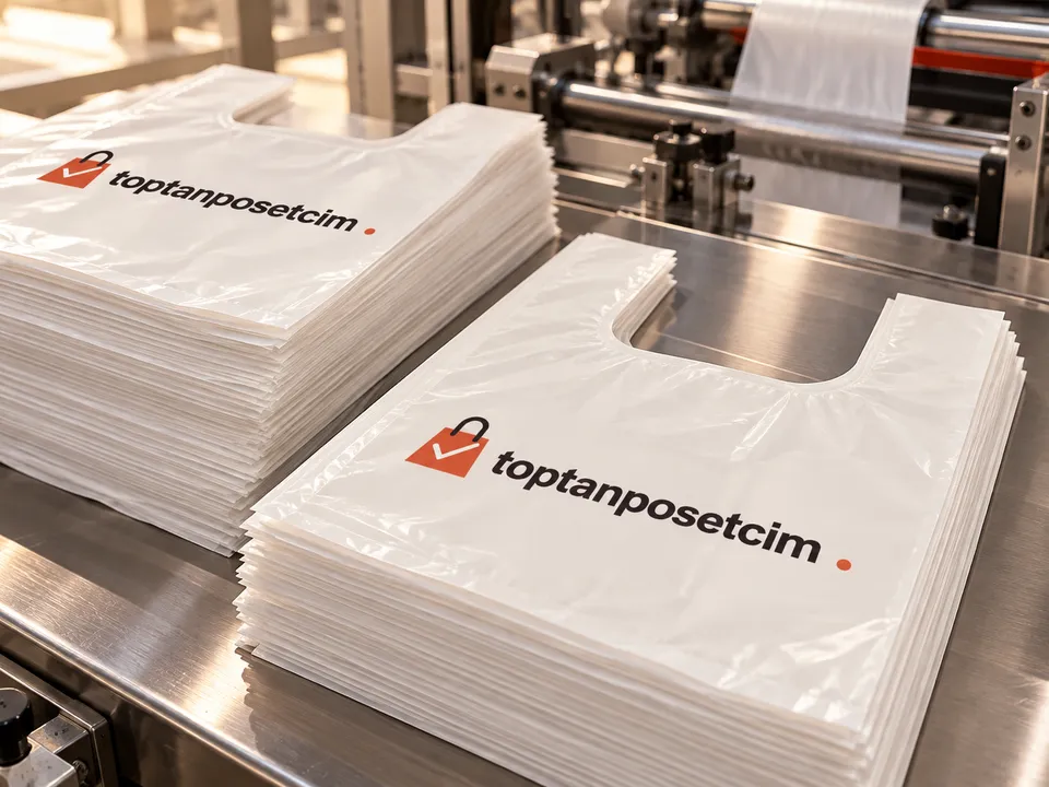 Logo baskılı düz atlet poşetlerin üretim hazırlığı